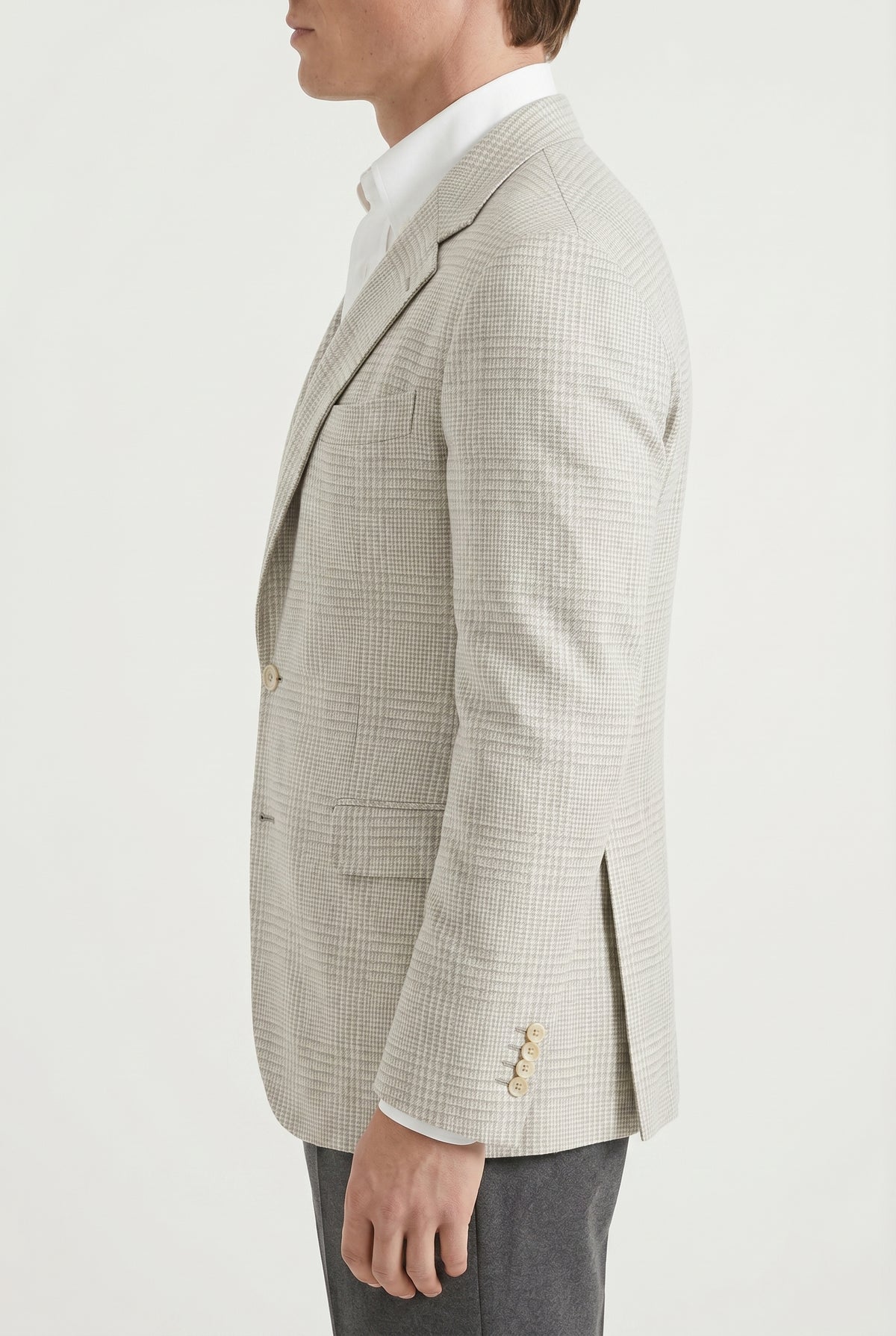 BRUNELLO CUCINELLI MEN'S LIGHT GREY WOOL SILK BLAZER