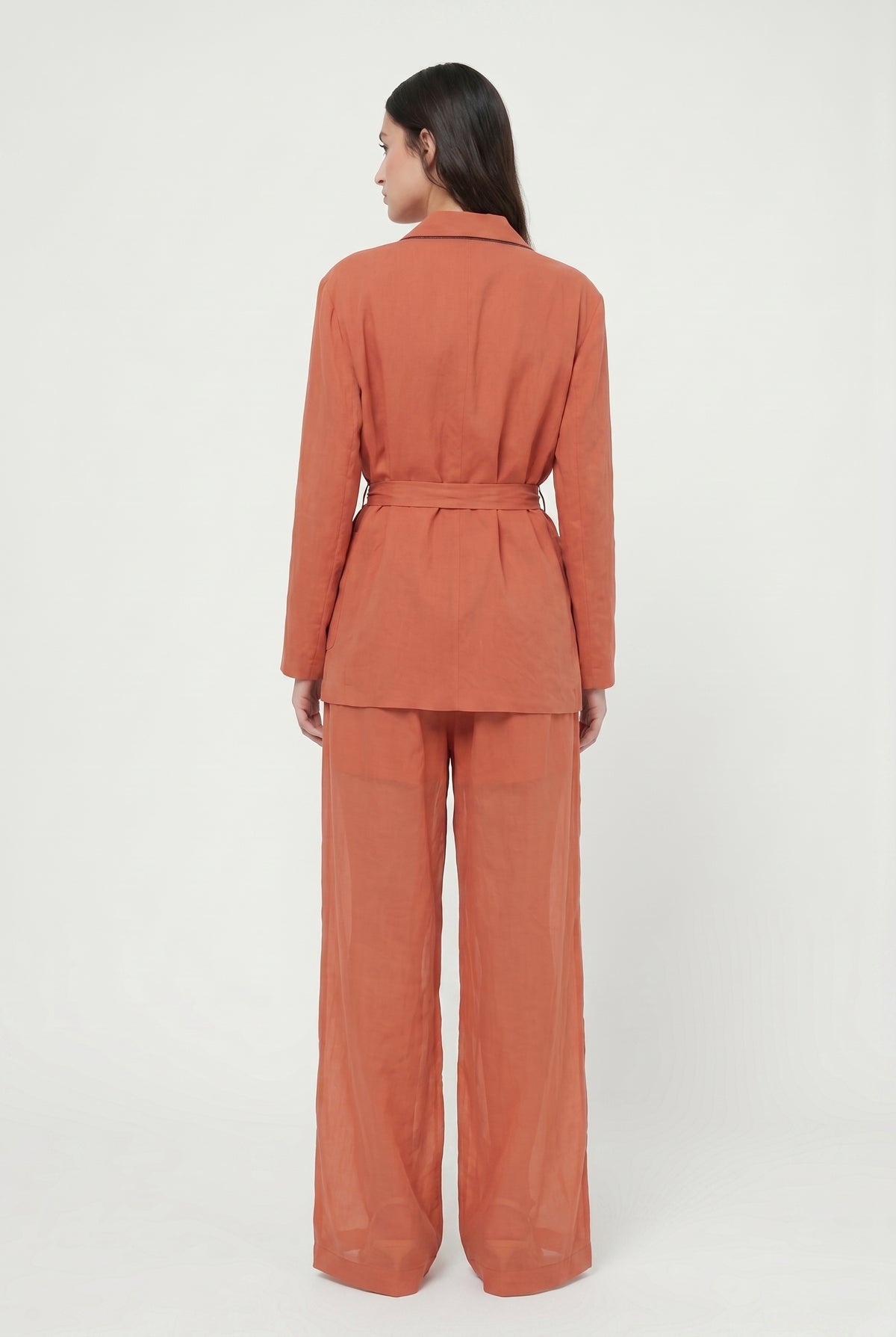 BRUNELLO CUCINELLI WOMEN'S RUST RELAXED COTTON SUIT