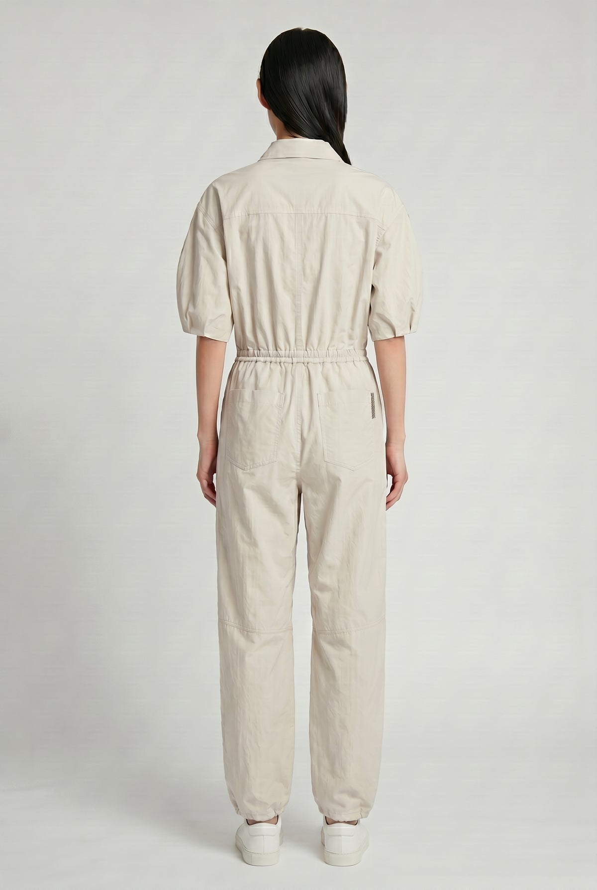BRUNELLO CUCINELLI WOMEN'S LIGHT BEIGE RELAXED JUMPSUIT