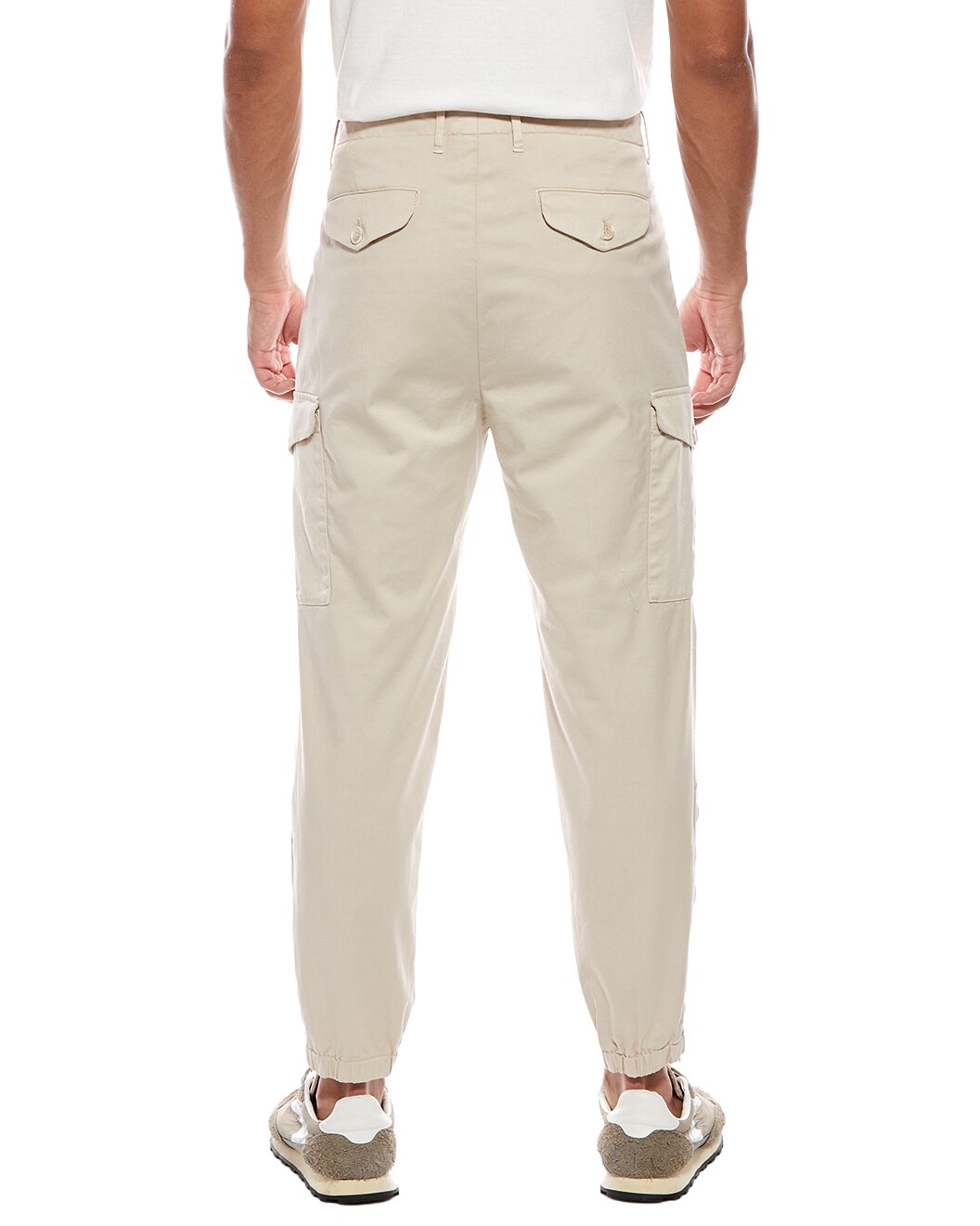 BRUNELLO CUCINELLI MEN'S BEIGE TAPERED CARGO TROUSERS