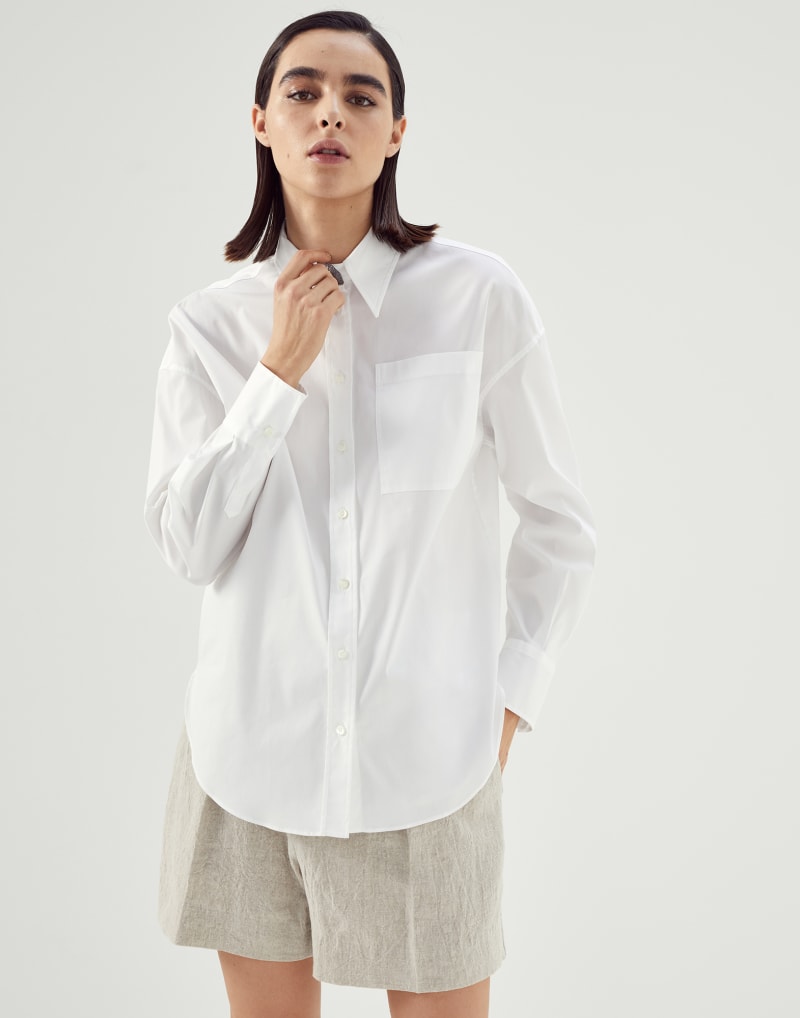 BRUNELLO CUCINELLI WOMEN'S WHITE COTTON BUTTON DOWN SHIRT