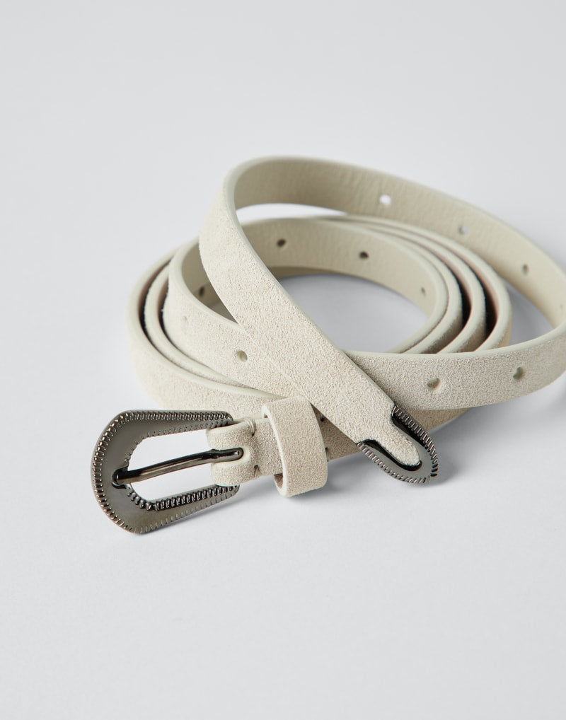 BRUNELLO CUCINELLI WOMEN'S OFF WHITE LEATHER BELT