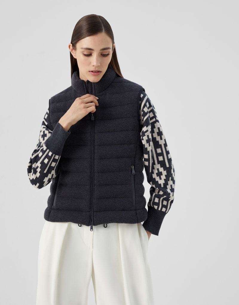BRUNELLO CUCINELLI WOMEN'S BLACK STONE WOOL QUILTED JACKET