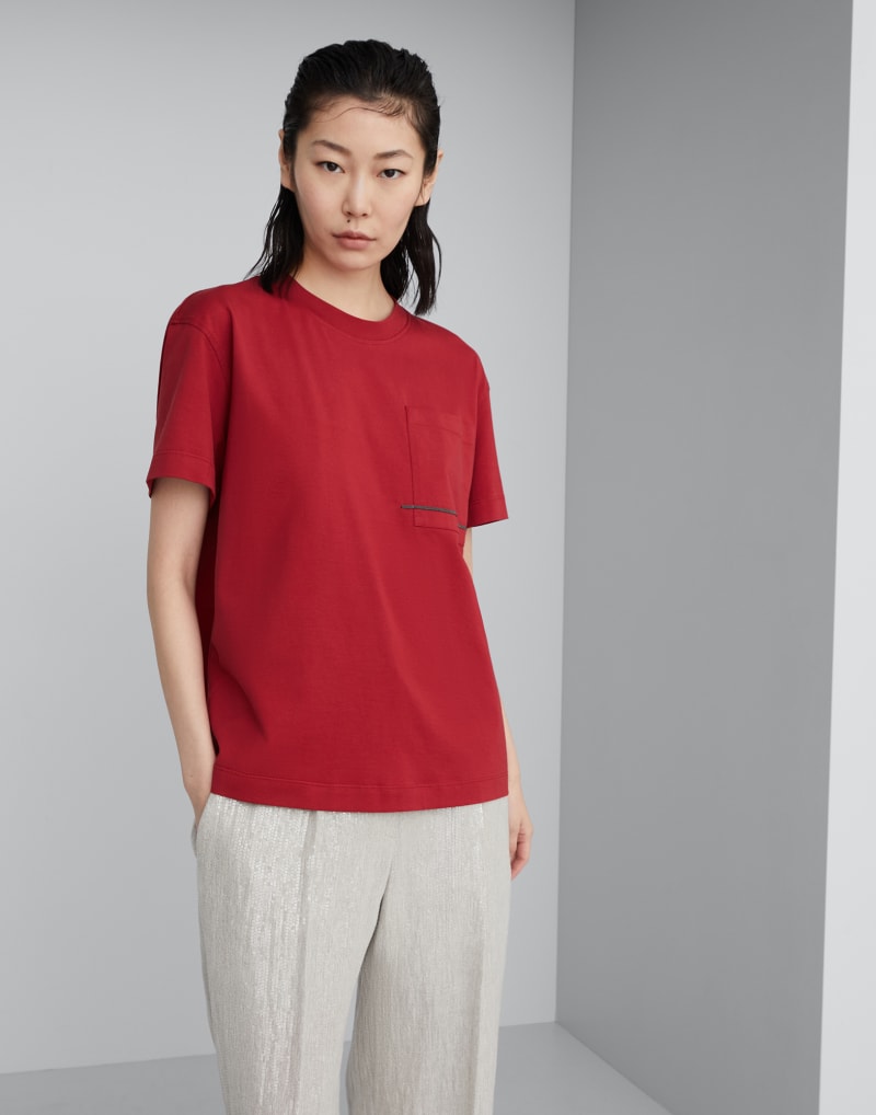 BRUNELLO CUCINELLI WOMEN'S RED RELAXED COTTON SHIRT