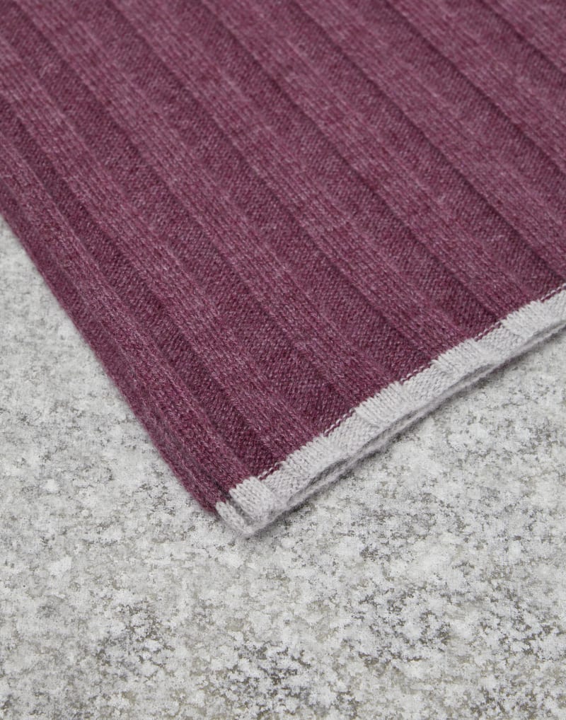 BRUNELLO CUCINELLI MEN'S GRAPE WOOL RIBBED SCARF