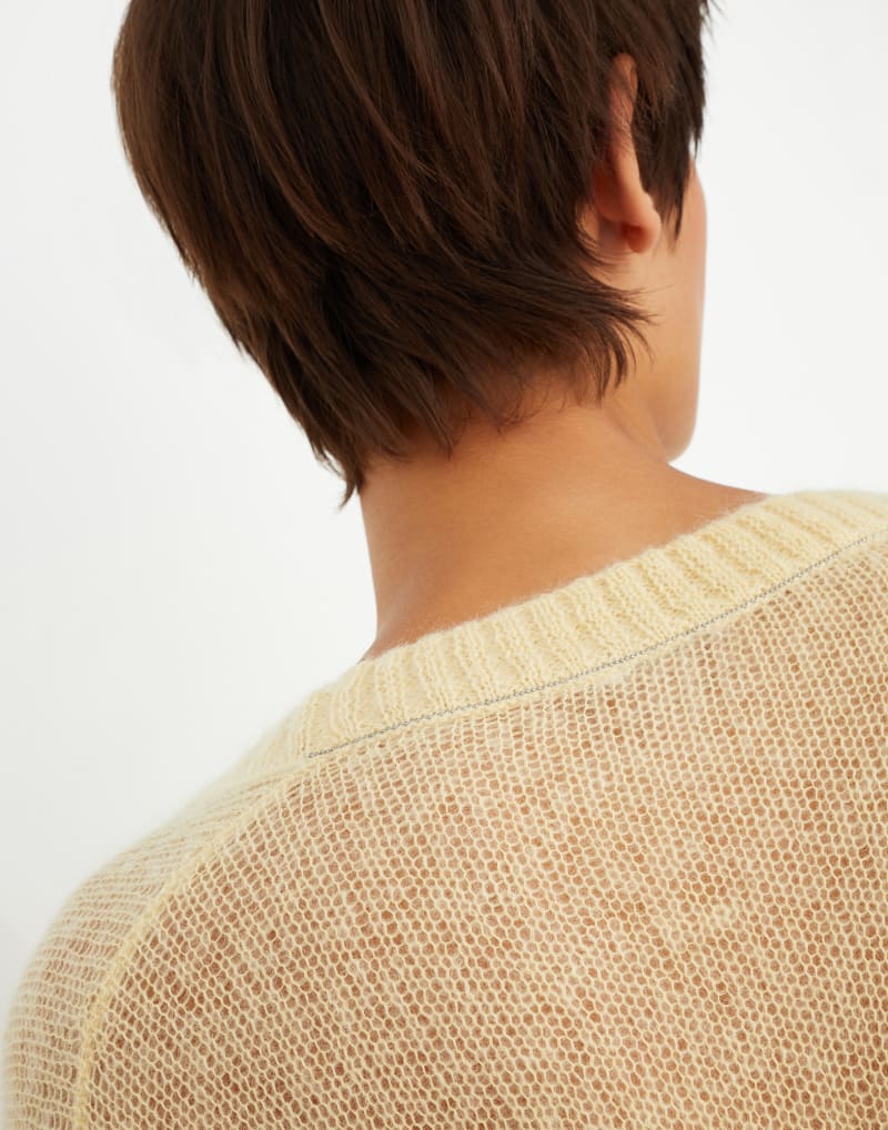 BRUNELLO CUCINELLI WOMEN'S LIGHT YELLOW WOOL BLEND SWEATER