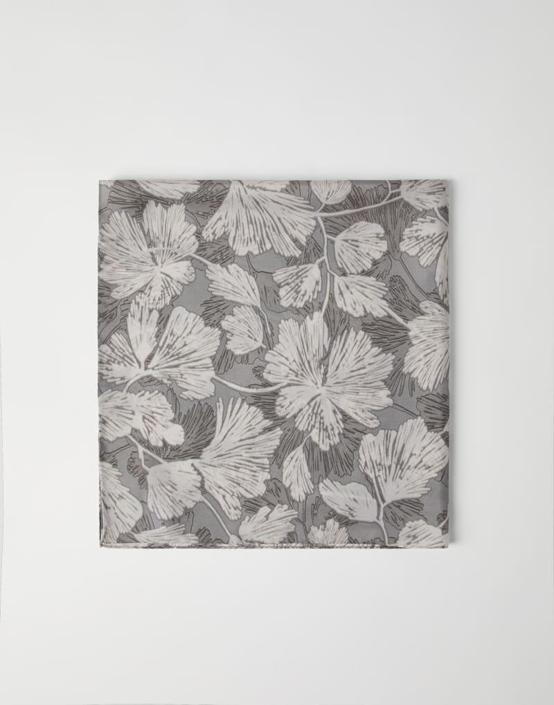 BRUNELLO CUCINELLI WOMEN'S GREY SILK FLORAL SCARF