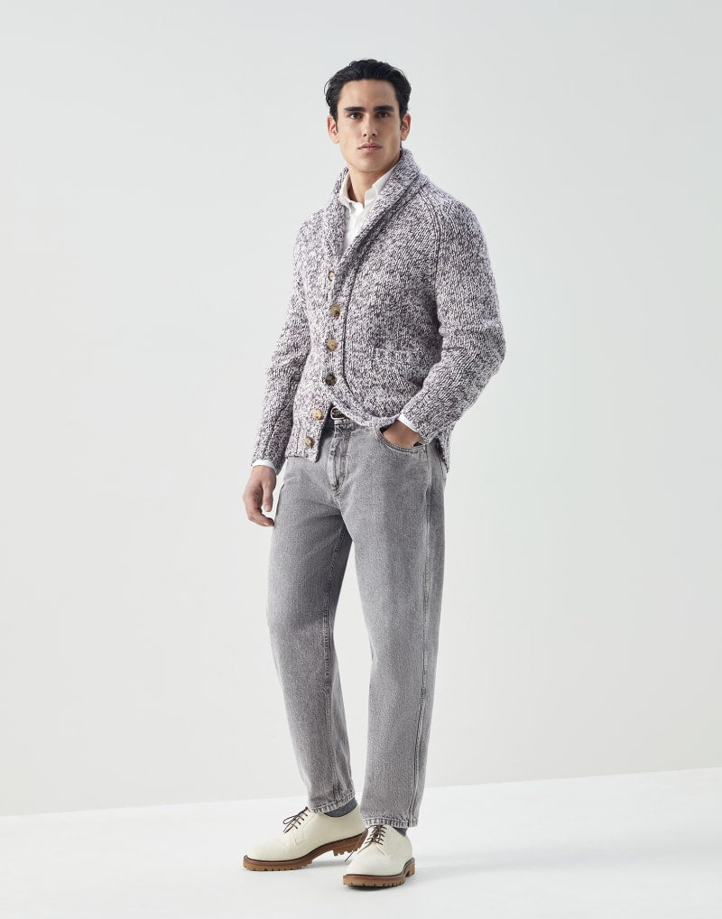 BRUNELLO CUCINELLI MEN'S DARK GREY STONE DENIM TROUSERS