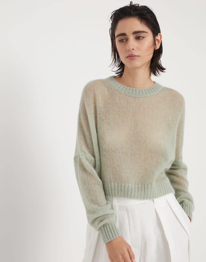 BRUNELLO CUCINELLI WOMEN'S LIGHT GREEN WOOL SWEATER