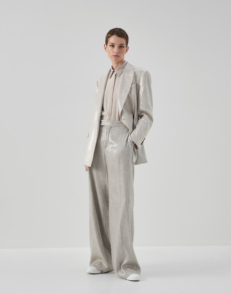 BRUNELLO CUCINELLI WOMEN'S SAND SILK RELAXED SHIRT