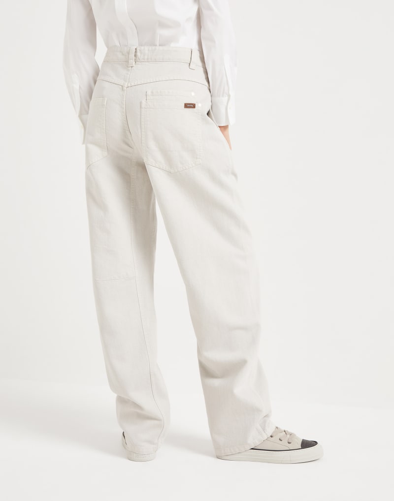 BRUNELLO CUCINELLI WOMEN'S WARM WHITE WIDE LEG COTTON BLEND TROUSERS