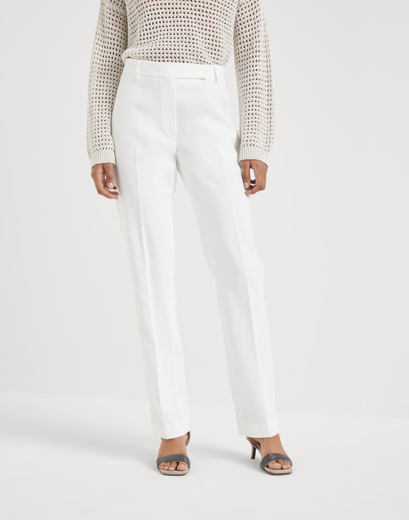 BRUNELLO CUCINELLI WOMEN'S OFF WHITE TAILORED TROUSERS