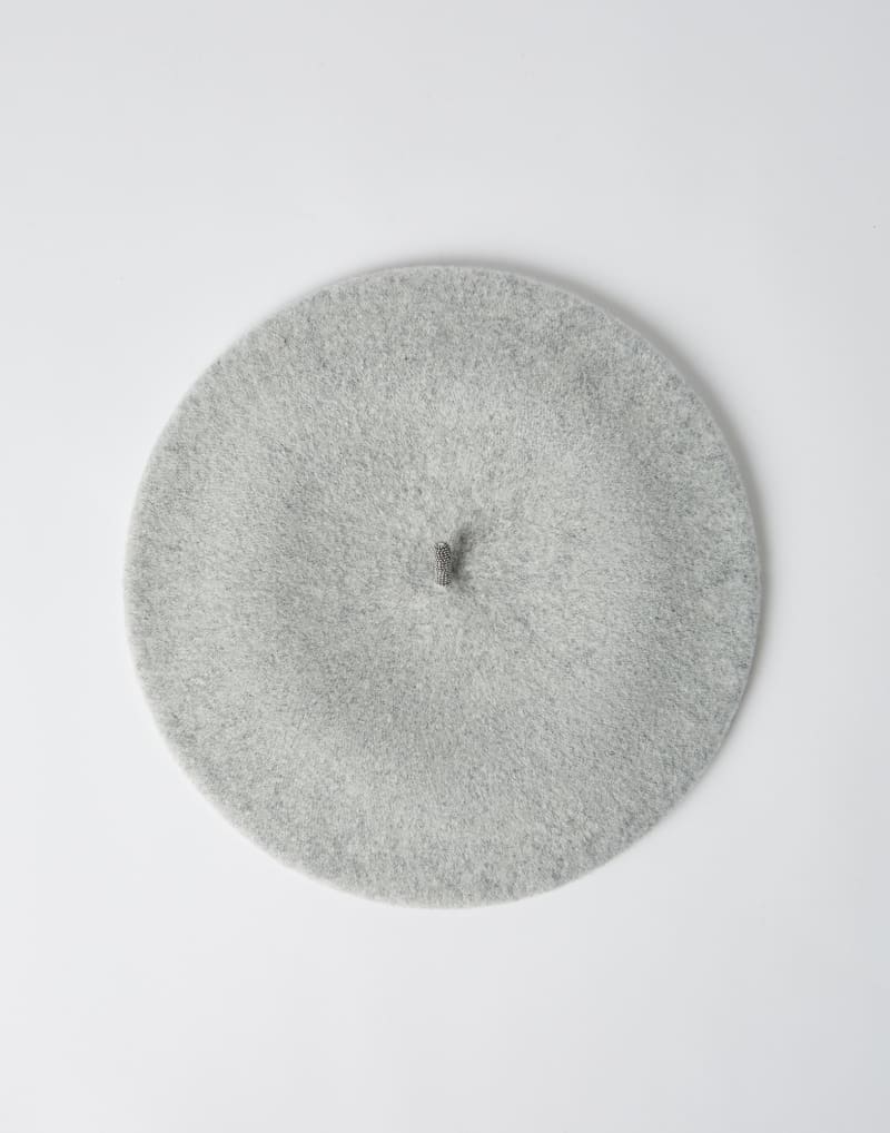 BRUNELLO CUCINELLI WOMEN'S LIGHT GREY WOOL BERET HAT