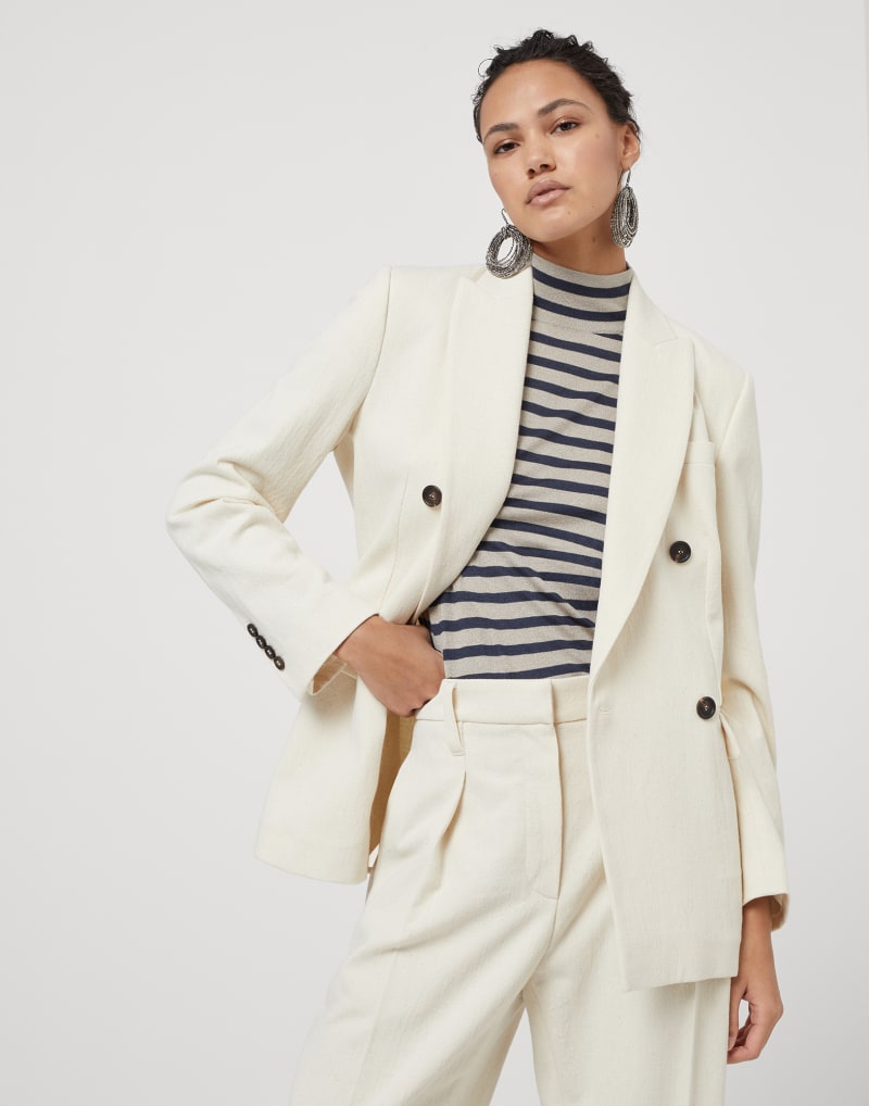 BRUNELLO CUCINELLI WOMEN'S OFF WHITE DOUBLE BREASTED JACKET