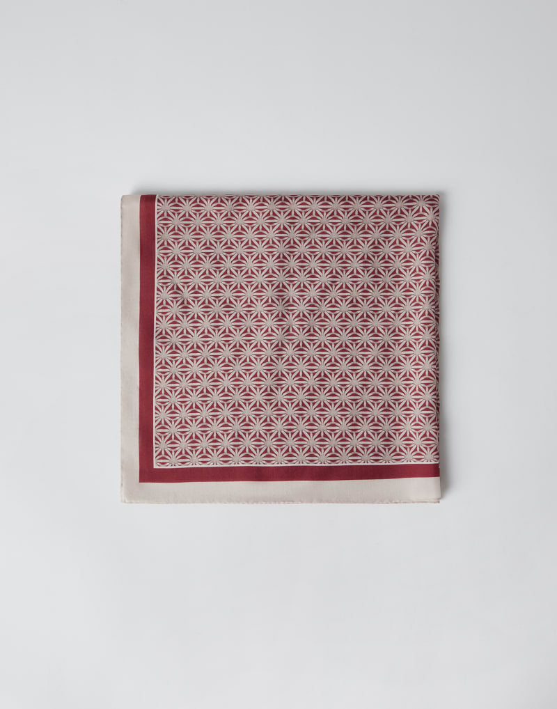 BRUNELLO CUCINELLI WOMEN'S BURGUNDY PATTERNED SILK SCARF