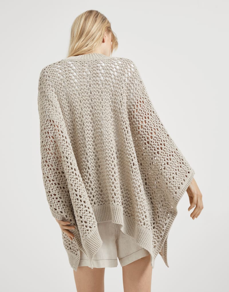 BRUNELLO CUCINELLI WOMEN'S BEIGE OPEN KNIT BUTTON FRONT SWEATER