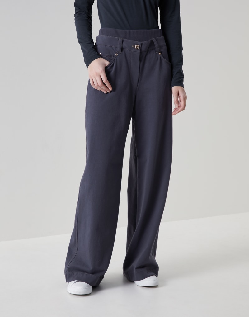 BRUNELLO CUCINELLI WOMEN'S DARK GREY WIDE LEG TROUSERS