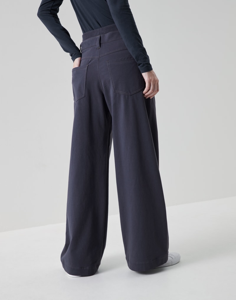 BRUNELLO CUCINELLI WOMEN'S DARK GREY WIDE LEG TROUSERS