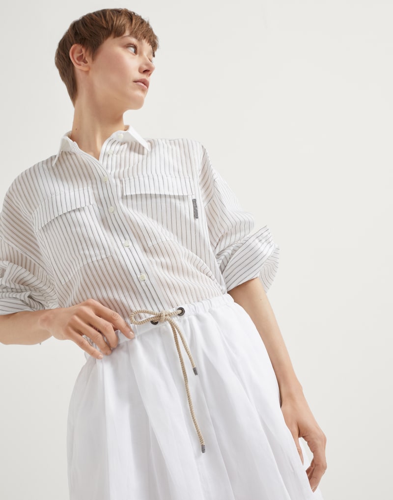 BRUNELLO CUCINELLI WOMEN'S WHITE DRAWSTRING MIDI SKIRT