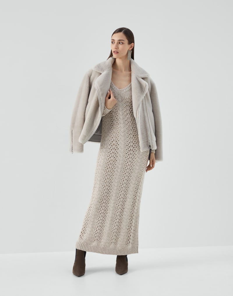 BRUNELLO CUCINELLI WOMEN'S FEATHER STRACCIATELLA KNIT MAXI DRESS