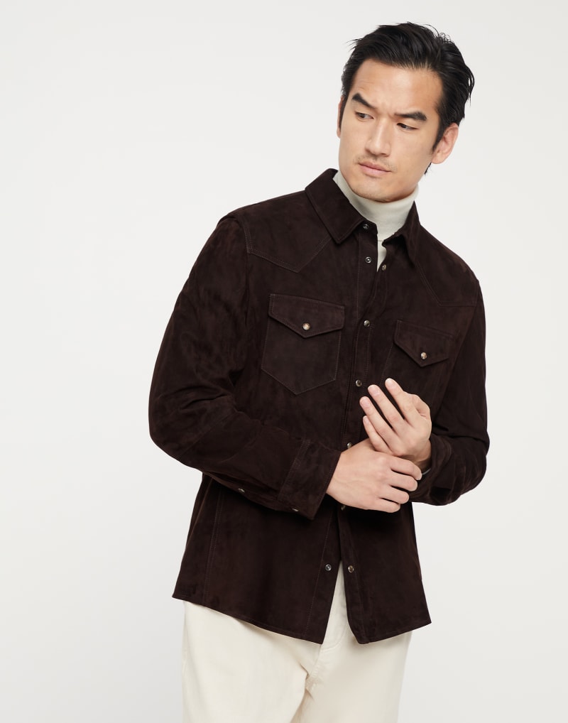 BRUNELLO CUCINELLI MEN'S MOORS HEAD SUEDE WESTERN JACKET