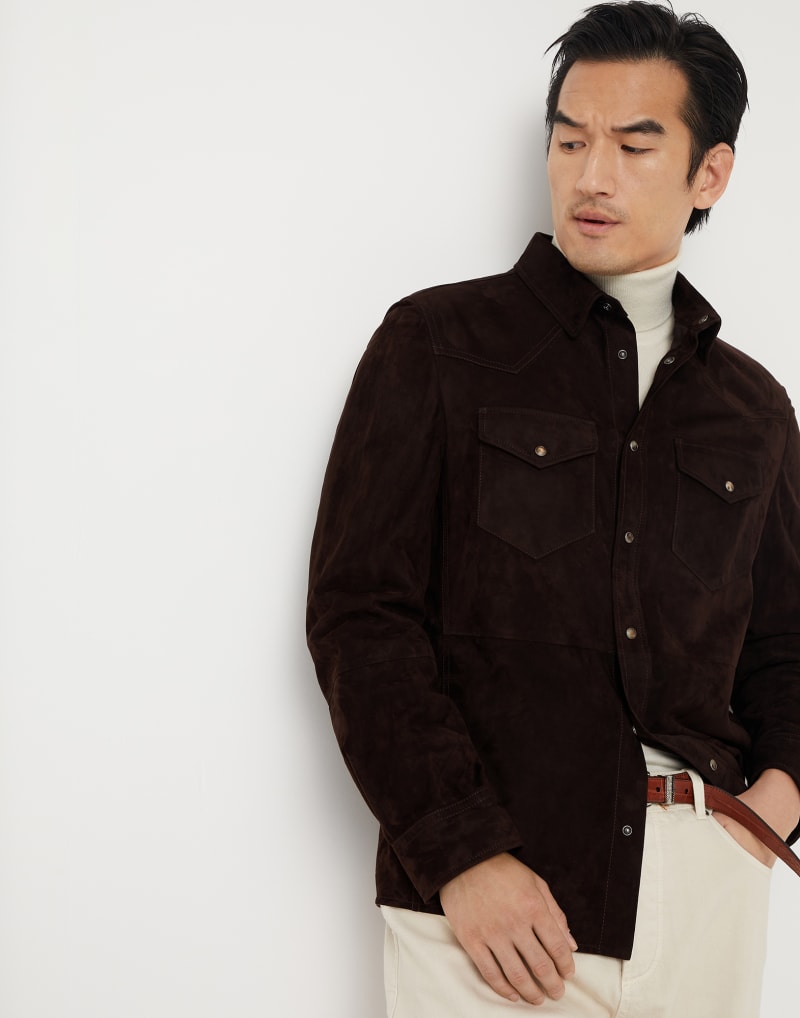 BRUNELLO CUCINELLI MEN'S MOORS HEAD SUEDE WESTERN JACKET
