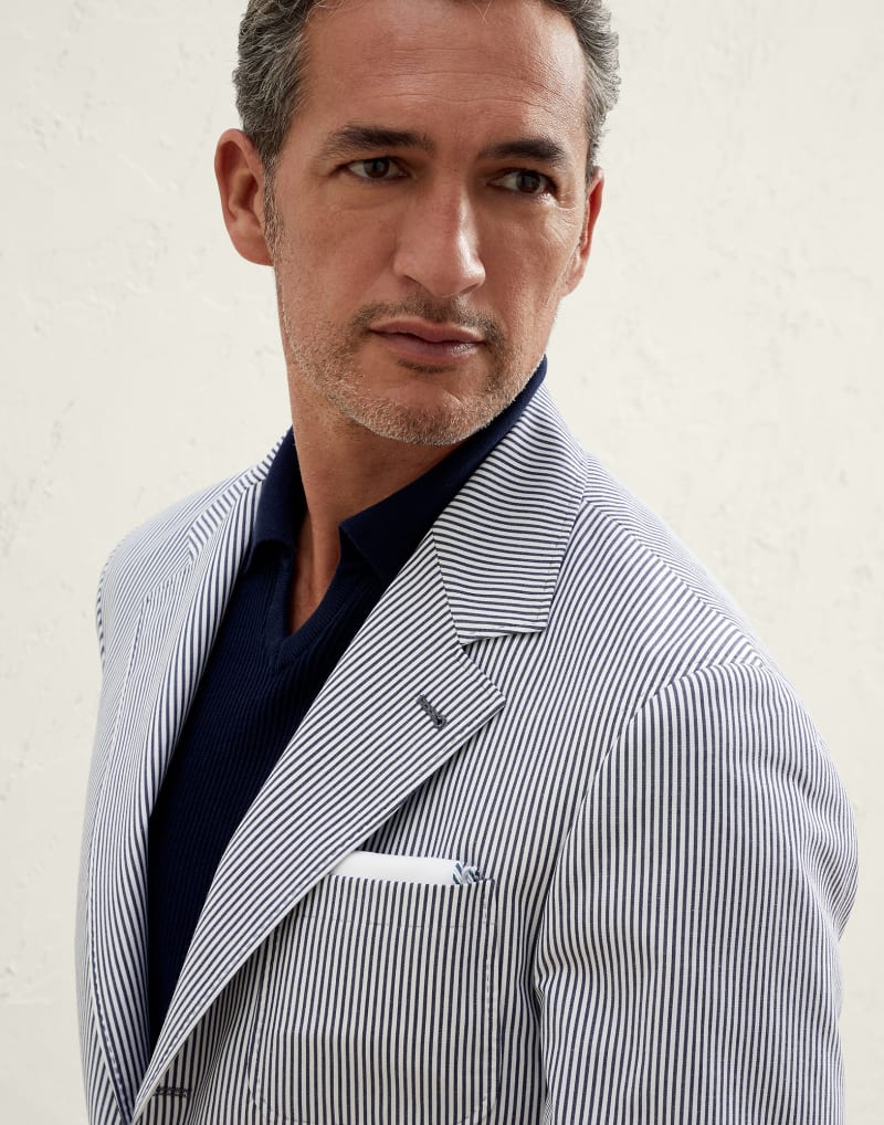 BRUNELLO CUCINELLI MEN'S WHITE COTTON POCKET SQUARE