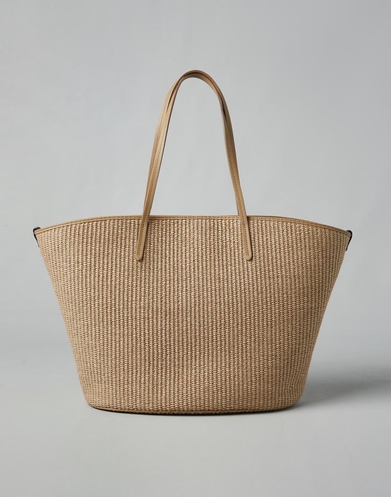BRUNELLO CUCINELLI WOMEN'S BEIGE WOVEN LEATHER TOTE BAG