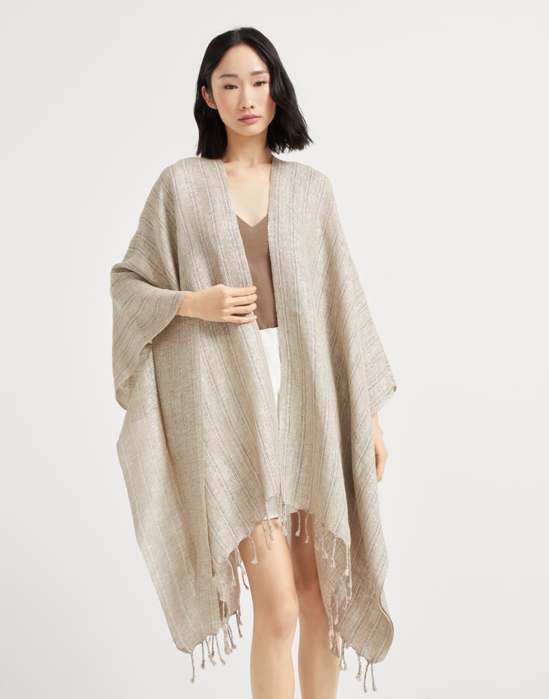BRUNELLO CUCINELLI WOMEN'S BEIGE LINEN BLEND SCARF