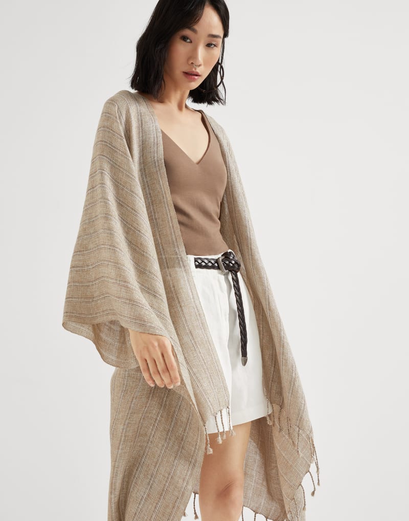 BRUNELLO CUCINELLI WOMEN'S BEIGE LINEN BLEND SCARF