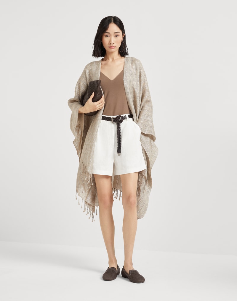 BRUNELLO CUCINELLI WOMEN'S BEIGE LINEN BLEND SCARF