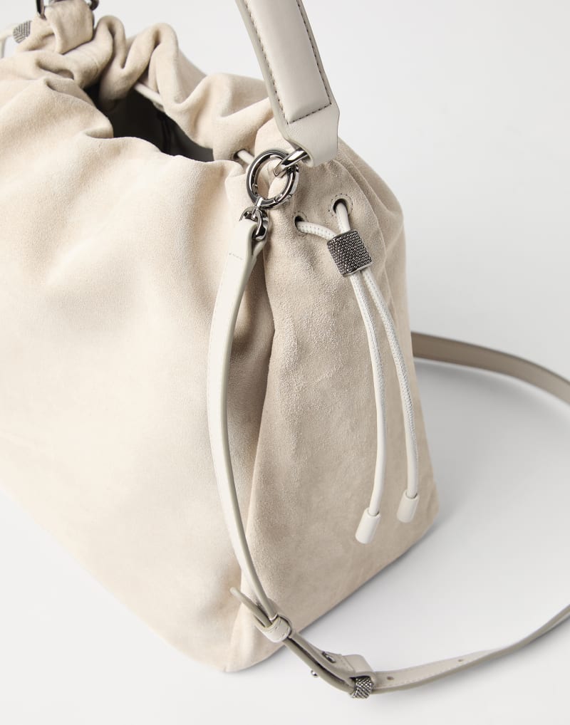 BRUNELLO CUCINELLI WOMEN'S LIGHT BEIGE SUEDE BAG