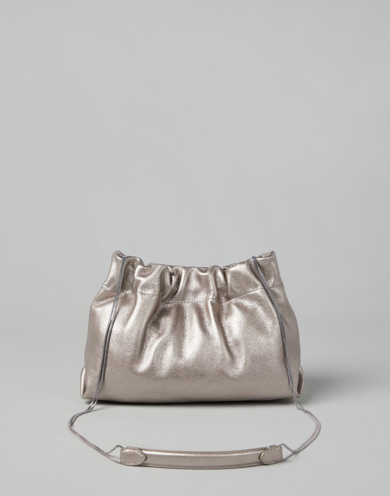 BRUNELLO CUCINELLI WOMEN'S METALLIC LEATHER POUCH BAG
