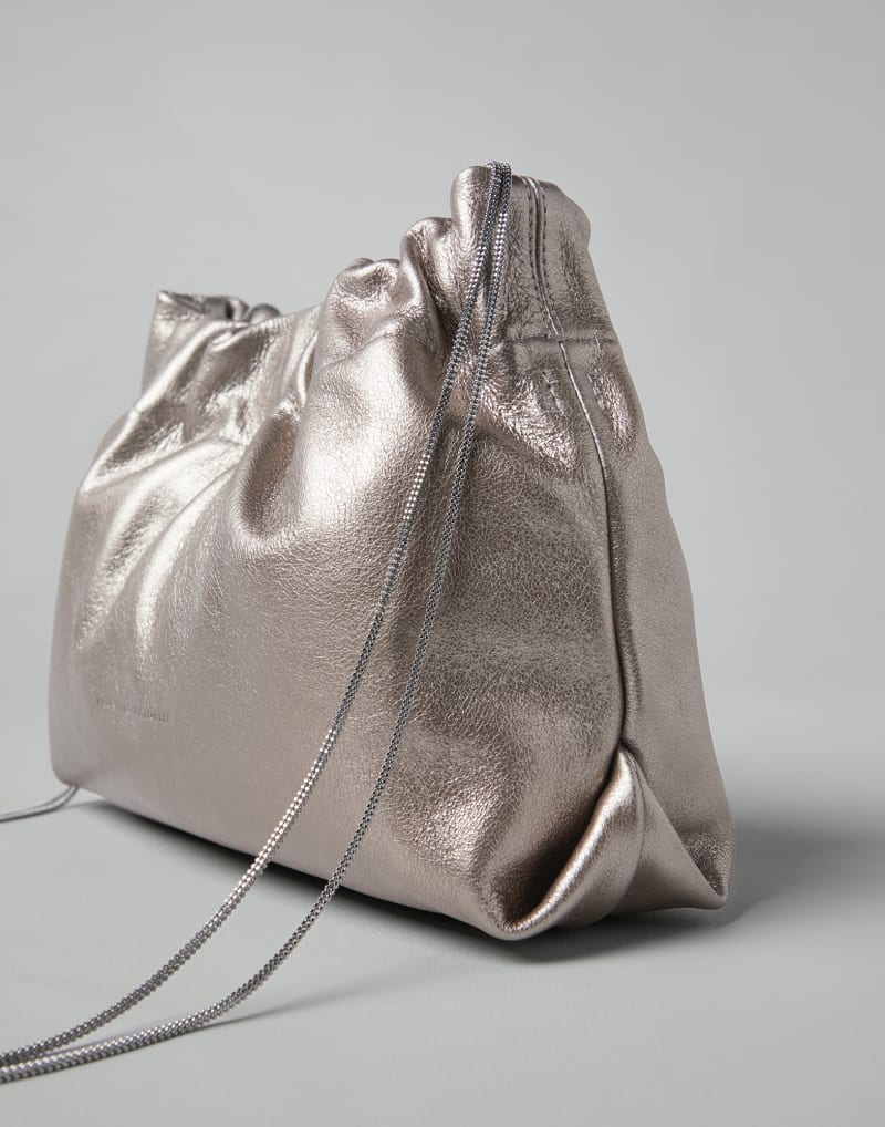 BRUNELLO CUCINELLI WOMEN'S METALLIC LEATHER POUCH BAG