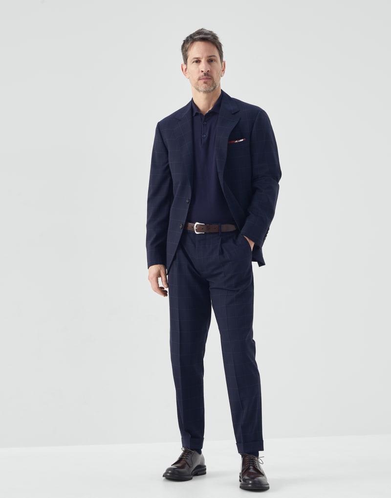 BRUNELLO CUCINELLI MEN'S NAVY WOOL TAILORED JACKET