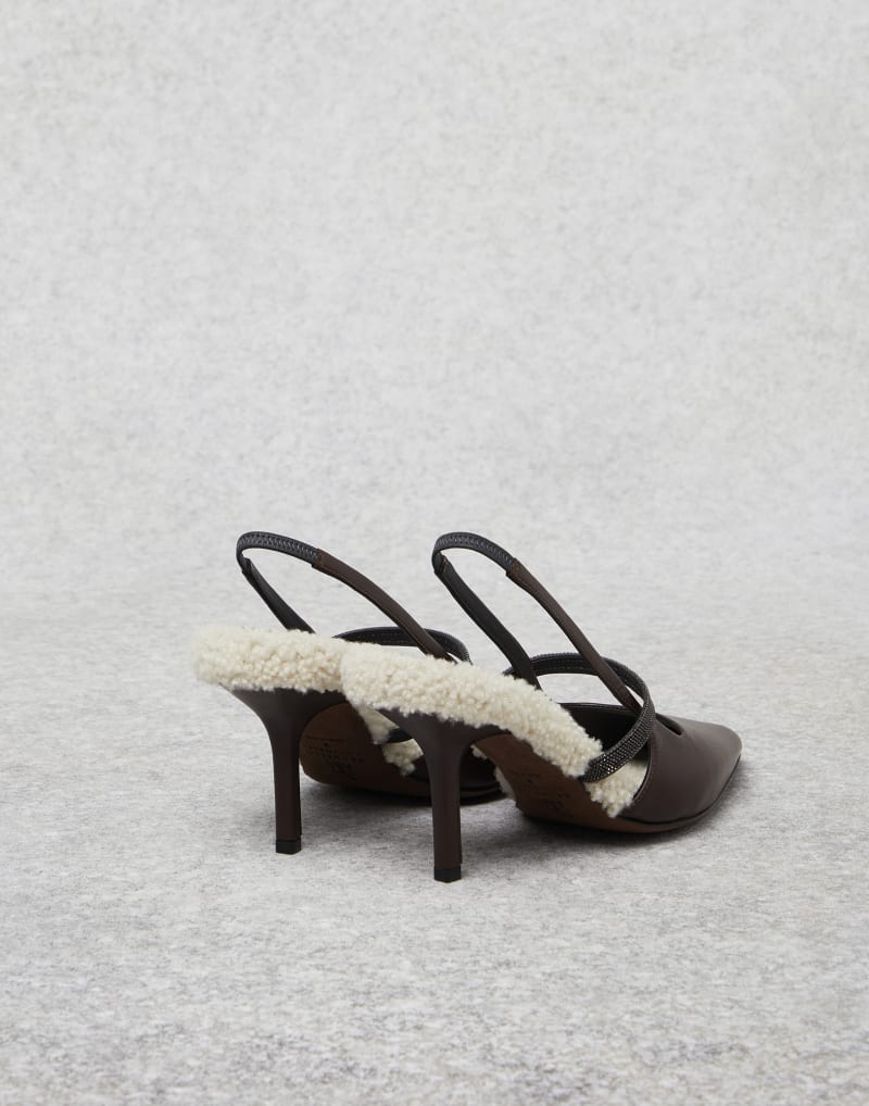 BRUNELLO CUCINELLI WOMEN'S MOORS HEAD LEATHER SLINGBACK POINTED TOE SHOE