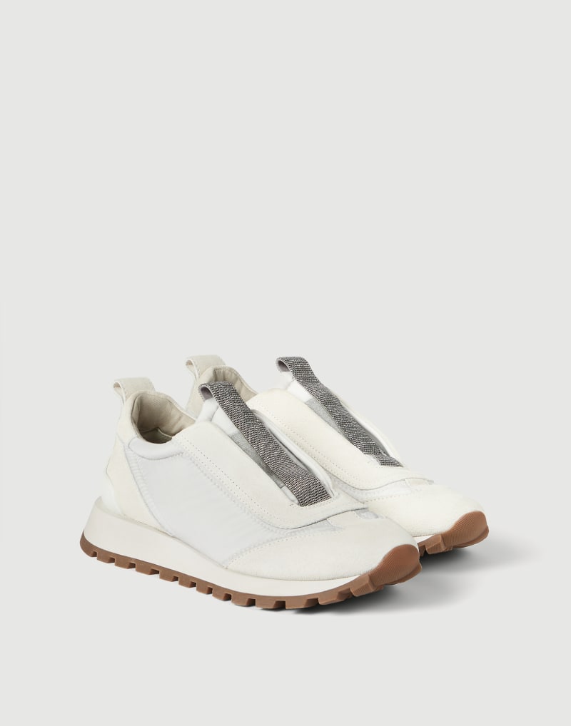 BRUNELLO CUCINELLI WOMEN'S BIANCO LEATHER SLIP ON SNEAKERS