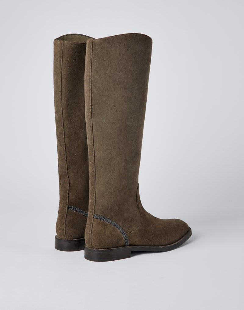 BRUNELLO CUCINELLI WOMEN'S PEAT SUEDE KNEE HIGH BOOTS