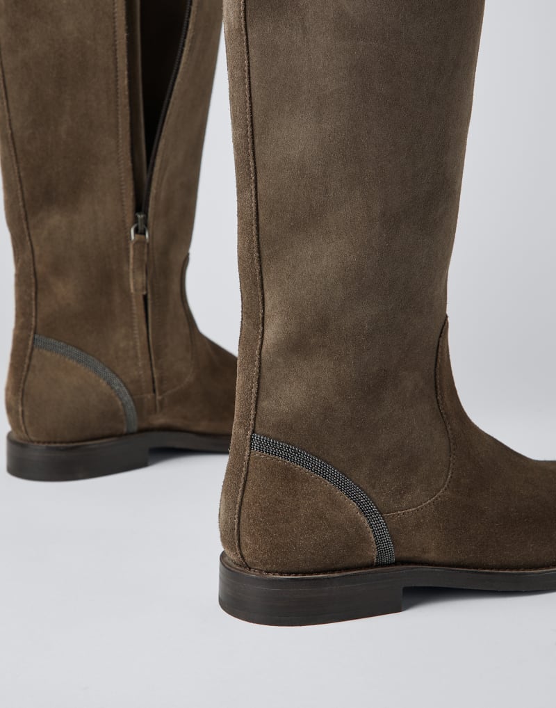 BRUNELLO CUCINELLI WOMEN'S PEAT SUEDE KNEE HIGH BOOTS
