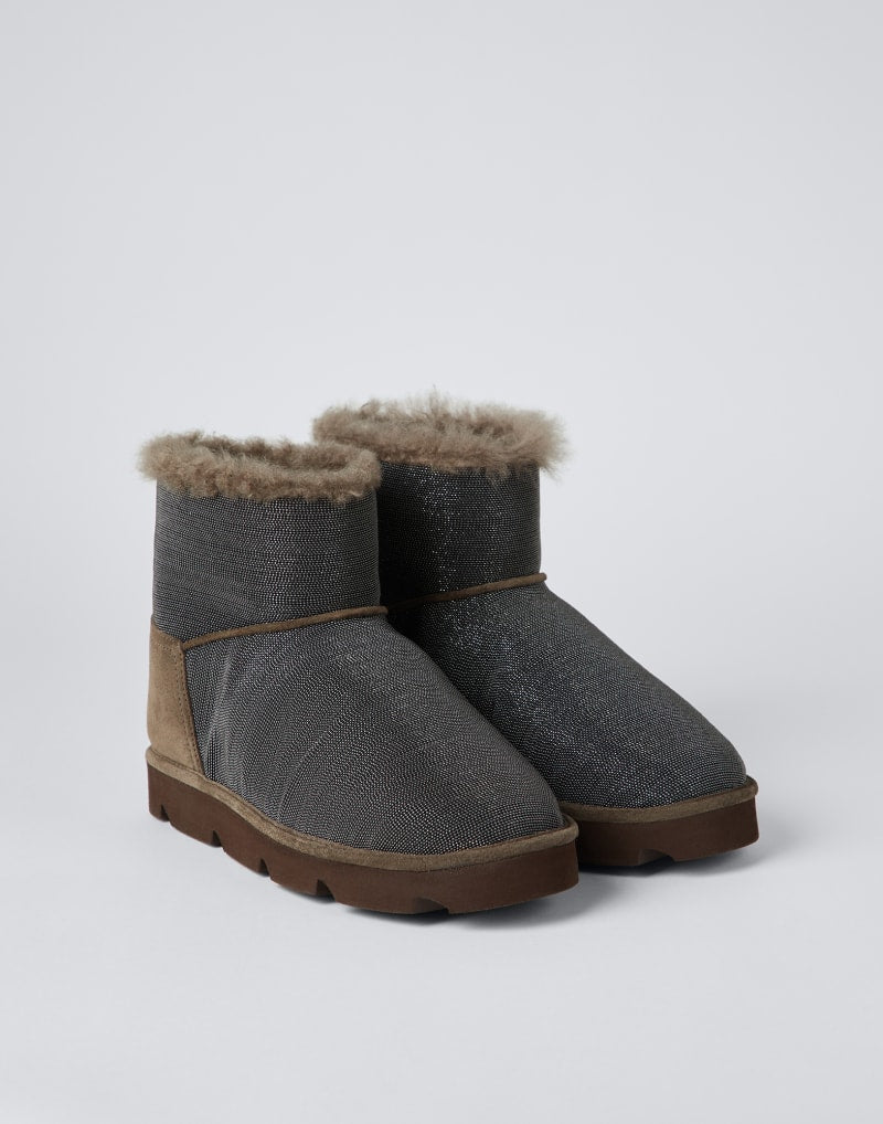 BRUNELLO CUCINELLI WOMEN'S PEAT SHEARLING LINED ANKLE BOOTS