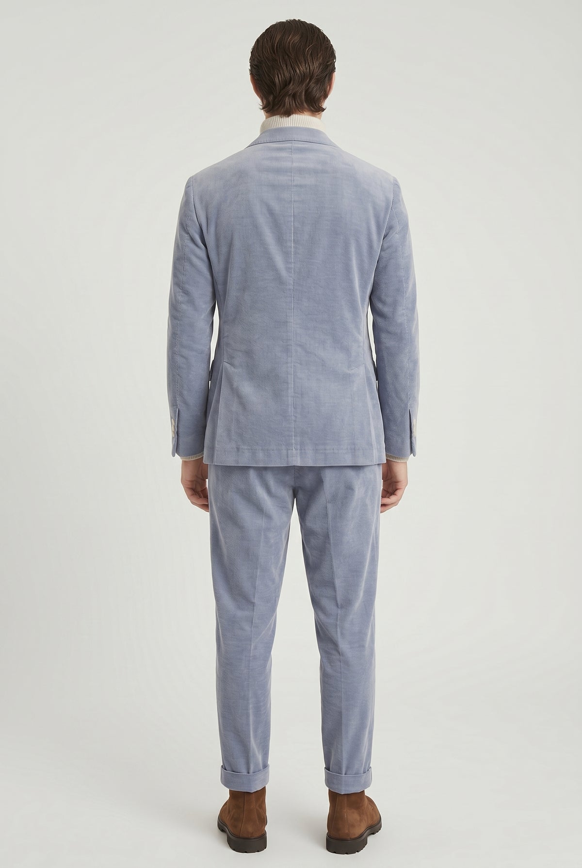BRUNELLO CUCINELLI MEN'S LIGHT BLUE WOOL BLEND SUIT