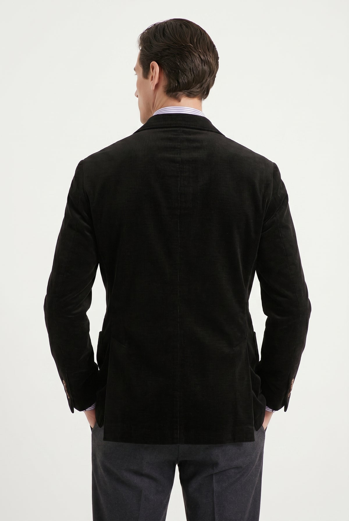 BRUNELLO CUCINELLI MEN'S BLACK WOOL BLEND DOUBLE BREASTED BLAZER