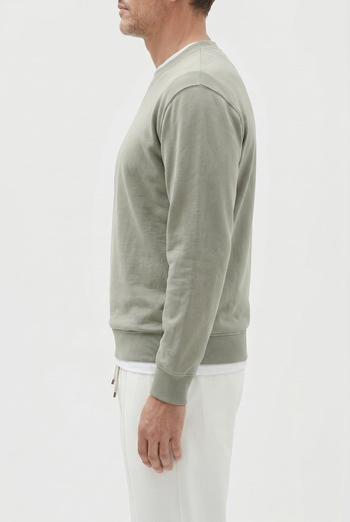 BRUNELLO CUCINELLI MEN'S LIGHT GREEN COTTON SWEATER