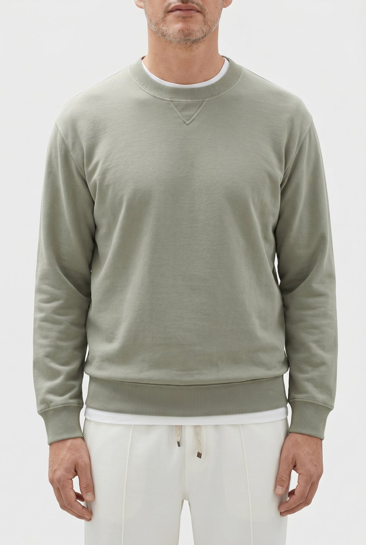 BRUNELLO CUCINELLI MEN'S LIGHT GREEN COTTON SWEATER