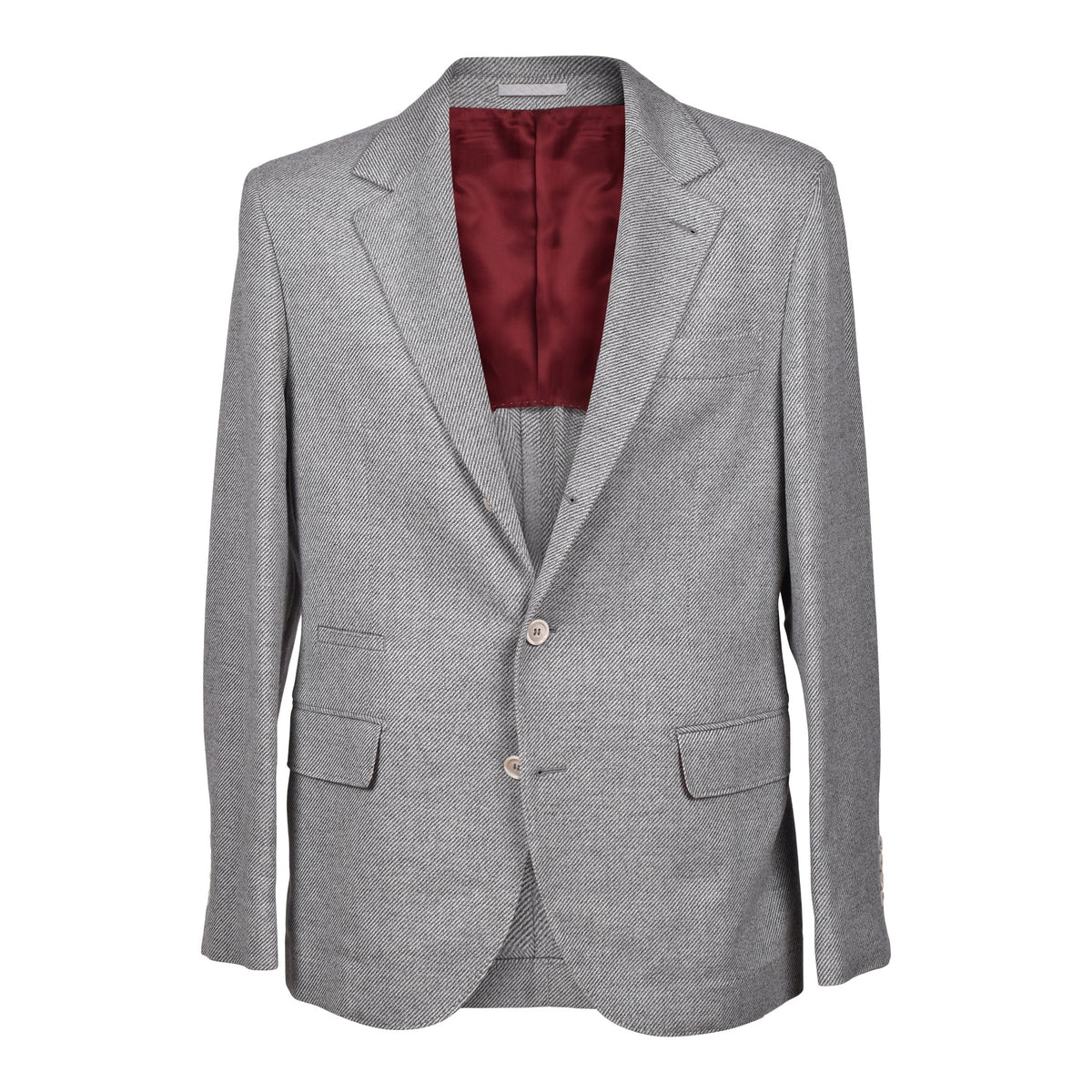 BRUNELLO CUCINELLI MEN'S GRAY WOOL HERRINGBONE BLAZER