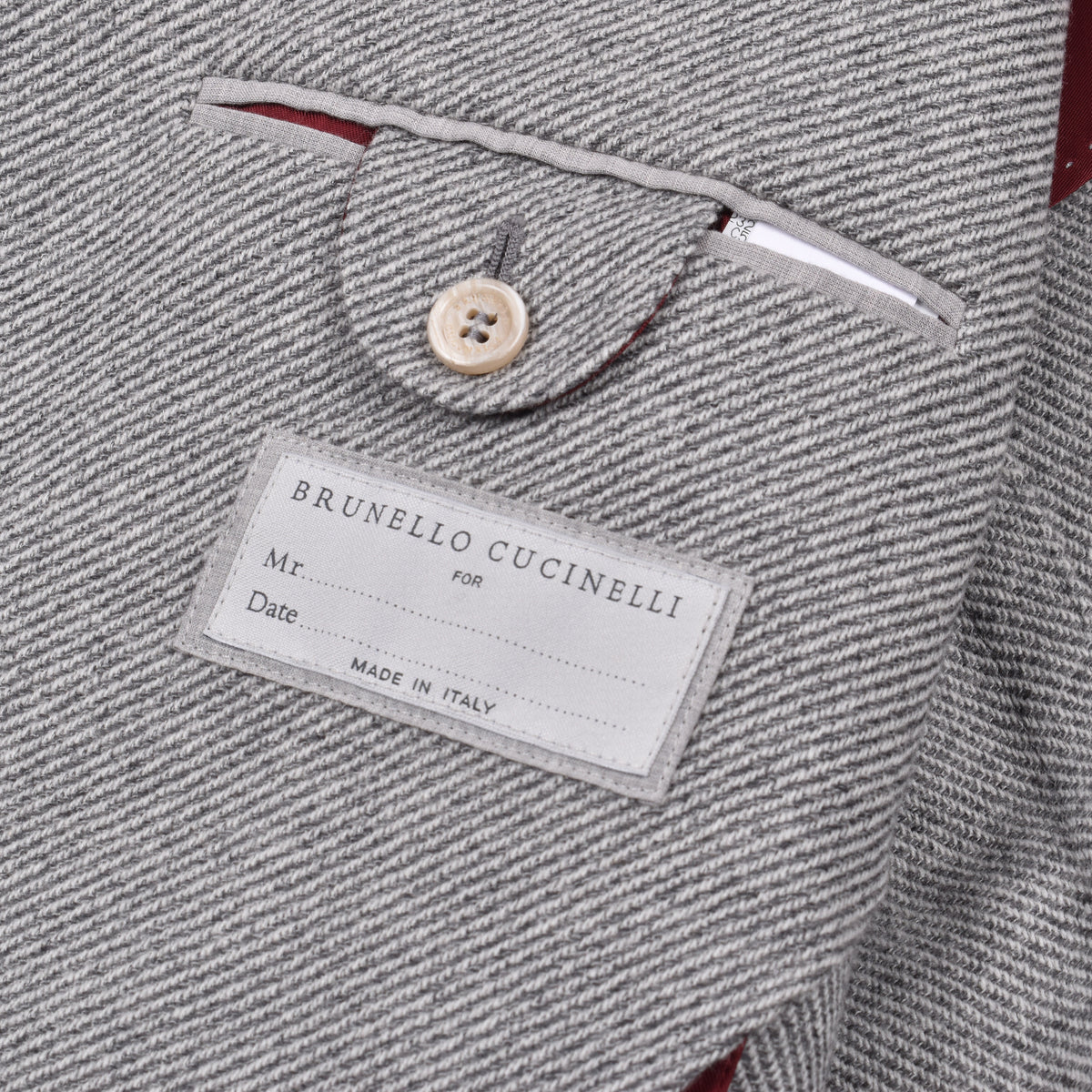 BRUNELLO CUCINELLI MEN'S GRAY WOOL HERRINGBONE BLAZER