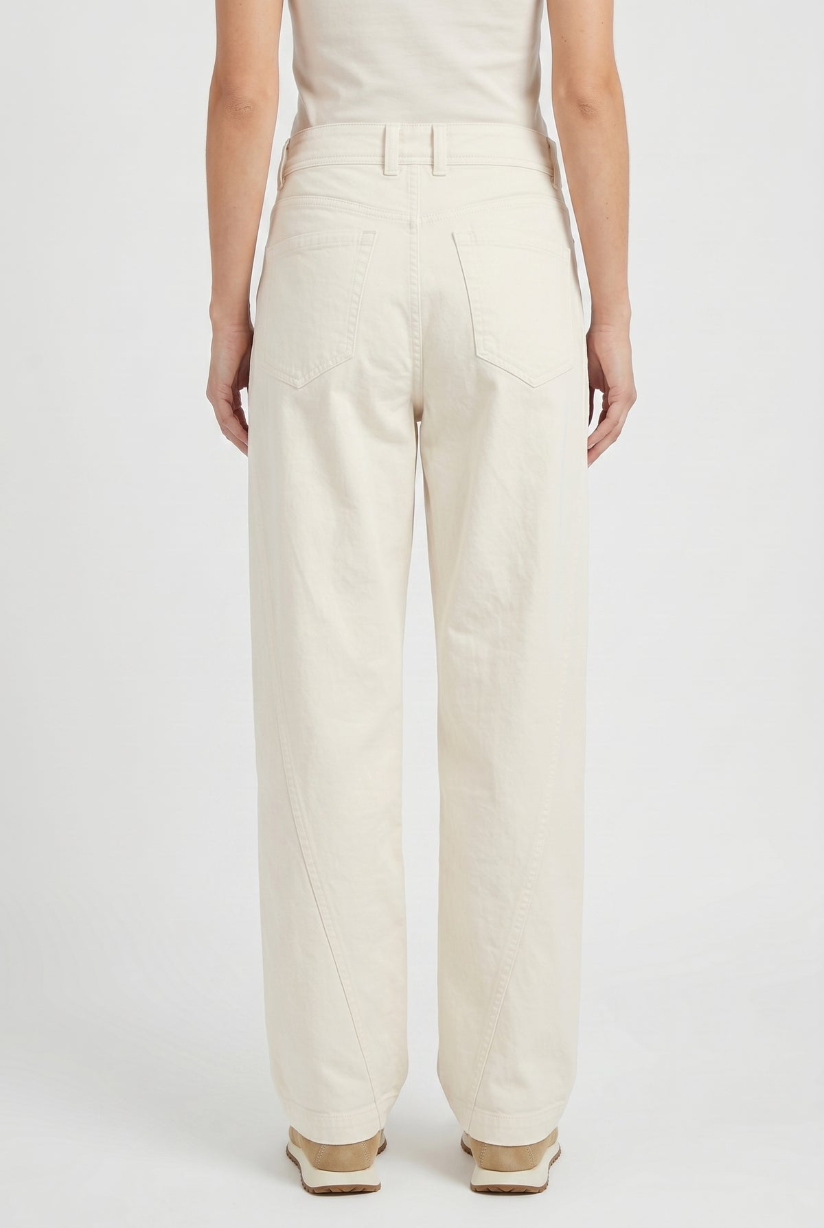 BRUNELLO CUCINELLI WOMEN'S OFF WHITE RELAXED COTTON TROUSERS