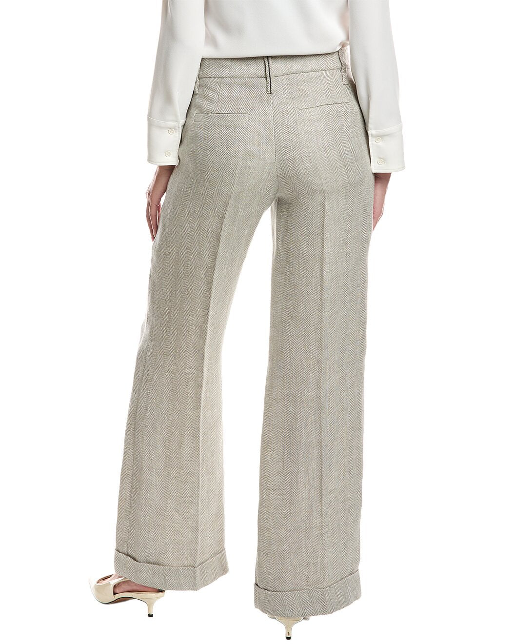 BRUNELLO CUCINELLI WOMEN'S LIGHT BEIGE LINEN TROUSERS