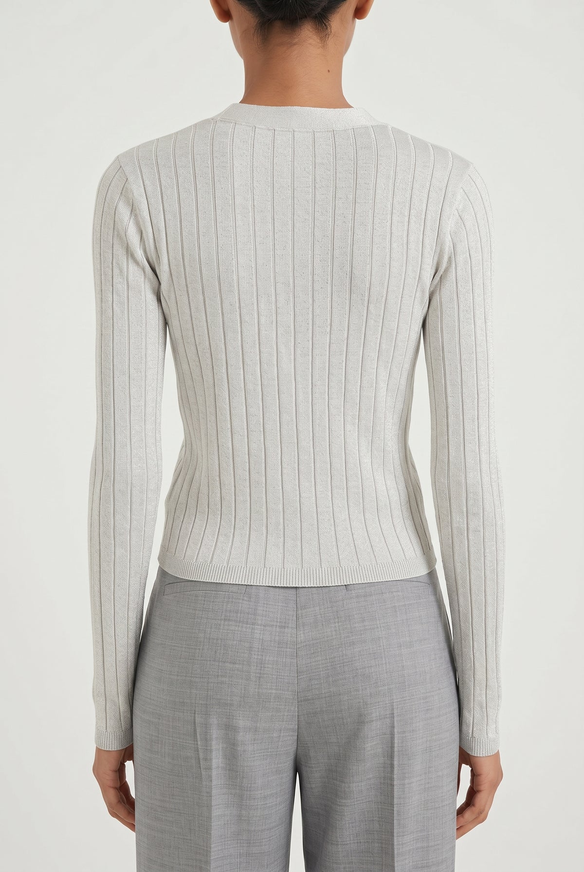 BRUNELLO CUCINELLI WOMEN'S LIGHT GREY SILK SWEATER