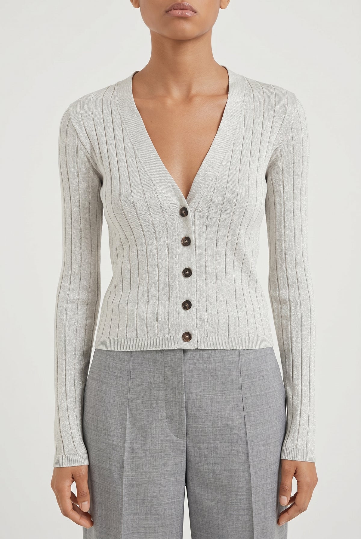 BRUNELLO CUCINELLI WOMEN'S LIGHT GREY SILK SWEATER